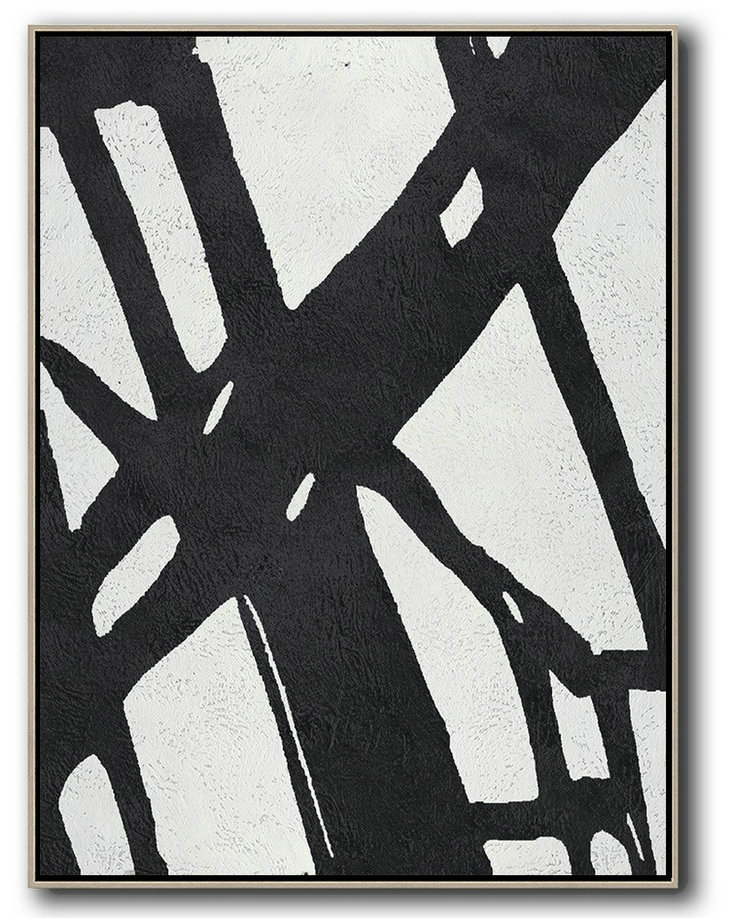 Black And White Minimal Painting On Canvas,Wall Art Painting #G3E8